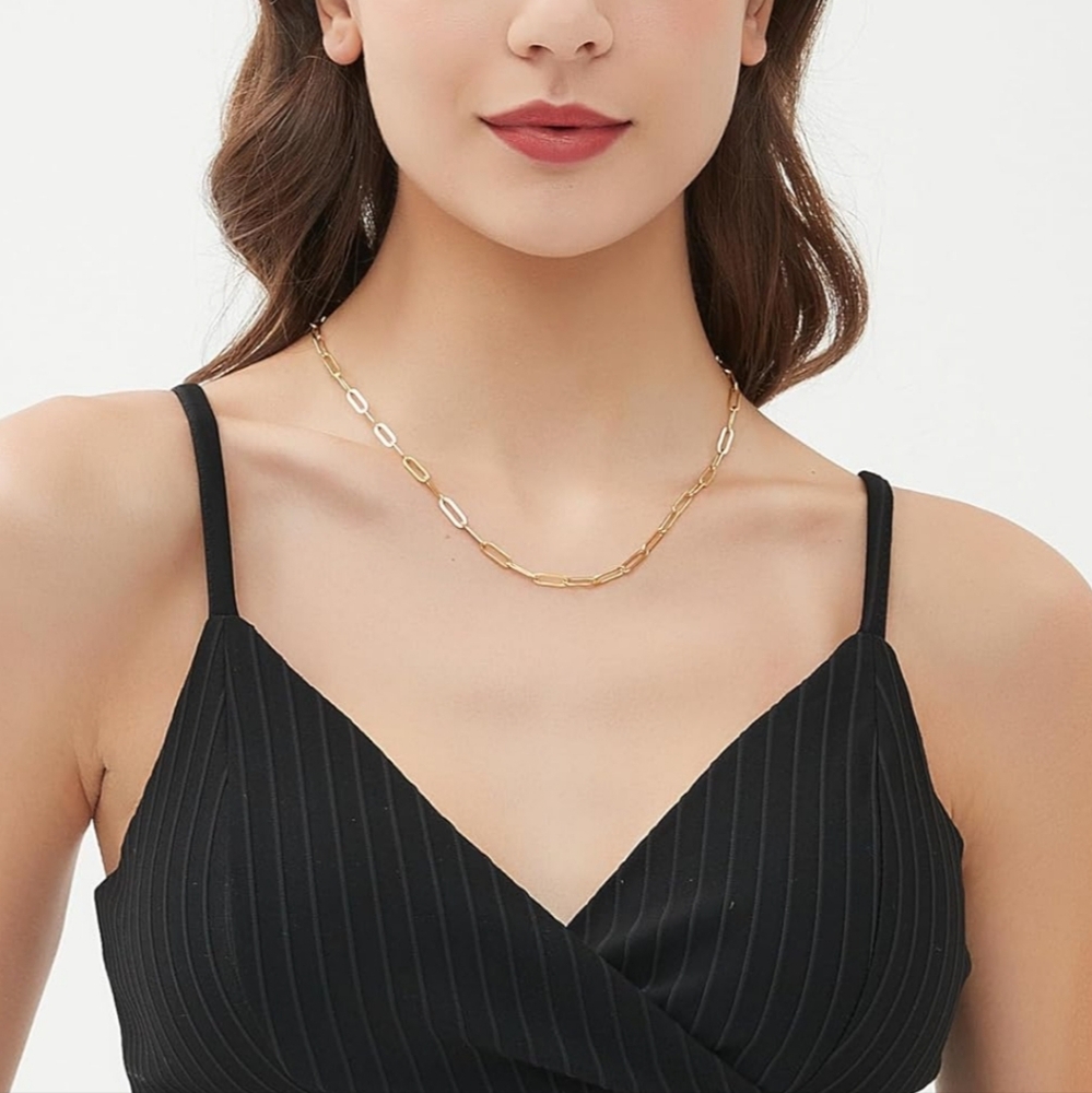 NWT Paperclip Chain Necklace  14K Gold Over 925 Sterling Silver 18 Inches